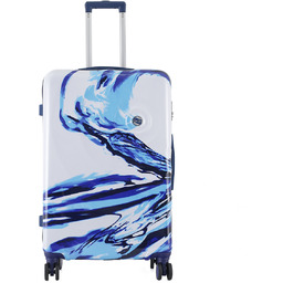 Walizka podróżna z ABS-u 28'' - nadruk biało-niebieska