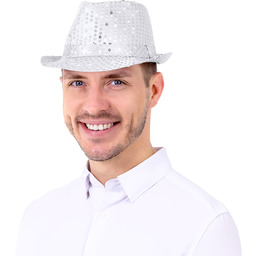 Kapelusz z cekinami srebrny - 1 szt.