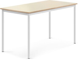 Biurko SONITUS, 1400x700x760 mm, laminat HPL brzoza, biały