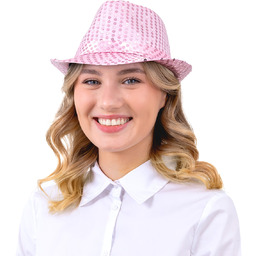 Kapelusz z cekinami jasny różowy - 1 szt.