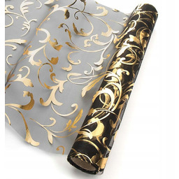 Organza dekoracyjna w kolorze złotym z motywem gwiazd,