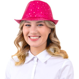 Kapelusz z cekinami różowy - 1 szt.