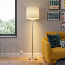 Lampa Podłogowa Lindby, Everly, biały, salon, tkanina tekstylia,