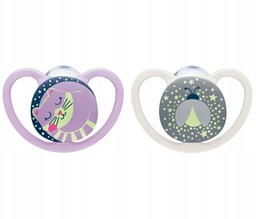 NUK Smoczek Space Night, silikonowy 2szt. 0-6m