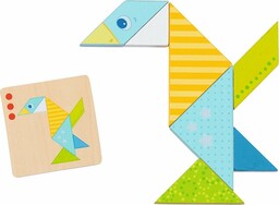 Tangram dla dzieci 37 el. drewniane klocki Kolorowy