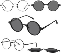 Sunoptic Okrągłe okulary pod korekcję z polaryzacyjną nakładką