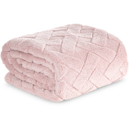 Koc 150 x 200 Pluszowy Jodełka Caro Róż