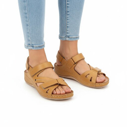 Pollonus Żółte Sandały Damskie Wygodne Obuwie