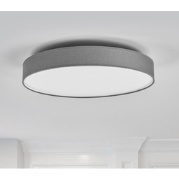 Lampa Sufitowa Lindby, Saira, szary, salon, tkanina tekstylia,