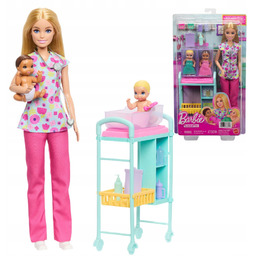 Lalka Barbie Zestaw Lalka Pediatra Lekarz Doktor Blondynka
