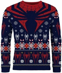 Official Marvel Spider-Man Knitted Christmas Jumper,Multicolor, Medium