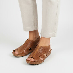 Kampa Pomarańczowe Sandały Wygodne Skórzane Buty Na Lato