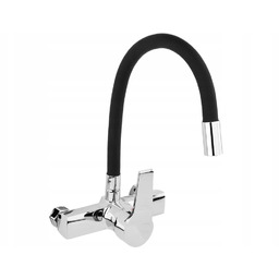 Bateria Zlewozmywakowa Ścienna Z Elastyczną Wylewką Flexible Black