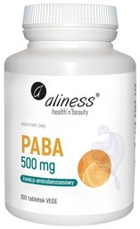 Suplement diety, Aliness, PABA (kwas p-aminobenzoesowy) 500mg, 100