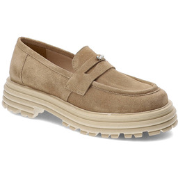 Karino Beżowe Półbuty Modne Skórzane Buty Damskie