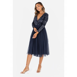 MAYA DELUXE SUKIENKA KOKTAJLOWA GRANATOWA PLUS SIZE 46