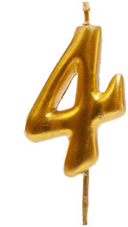 Świeczka cyferka metaliczna złota - 4 - cztery