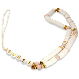 Guess zawieszka GUSTPEARW Phone Strap biały Heishi Beads