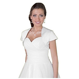 Bolero Satyna Ślubna Krótki rękaw Biała Satyna T.