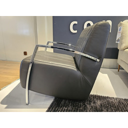 Fotel BERINIO czarna skóra, chromowane detale 63 78