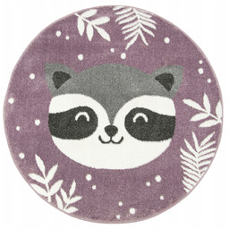 Dywan Okrągły Miękki Lima Z Szopem Listki Kropki