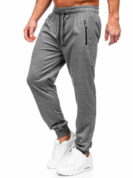 Antracytowe spodnie męskie joggery dresowe Denley JX6103