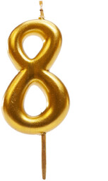 Świeczka cyferka metaliczna złota - 8 - osiem
