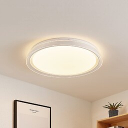 Lampa Sufitowa Lindby, Sleya, ściemnialny, biały, salon, tworzywo