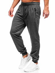 Grafitowe spodnie męskie joggery dresowe Denley JX6103