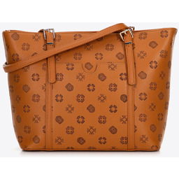 Damska shopperka z imitacji skóry z tłoczeniem brązowa