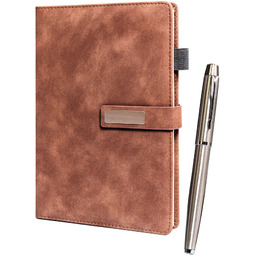 Zestaw prezentowy: brązowy notes A5 w linie