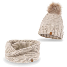 Nandy Damski Komplet Zimowy Czapka Komin Rękawiczki -