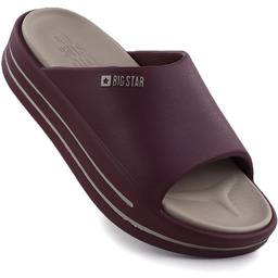 Klapki damskie na platformie basenowe plażowe bordowe Big