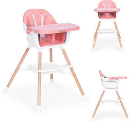 Fotelik krzesełko do karmienia dzieci 2w1 różowy ecotoys