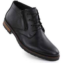 Skórzane trzewiki męskie nieocieplane czarne Rieker 14609-00