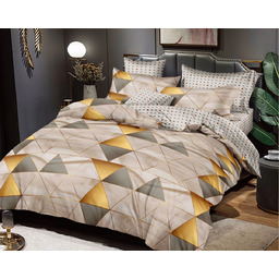 Pościel flanelowa beżowa we wzór geometryczny PFY-126