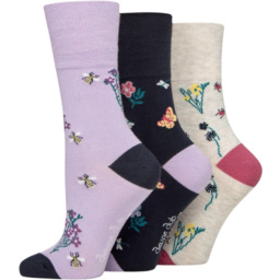 Gentle Grip 3pack bambusowe skarpetki damskie Flowers &