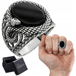 Sygnet srebrny Wąż pr. 925 Pierścień z Owalnym