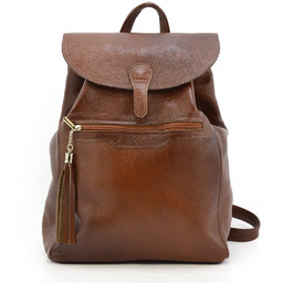 Plecak duży skórzany damski Vera Pelle z frędzelem