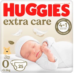 Huggies Extra Care, pieluchy, Disney, rozmiar 0, Newborn,