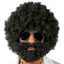 Peruka Afro z brodą - 1 szt.