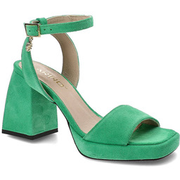 Karino Zielone Sandały Eleganckie Buty Na Obcasie