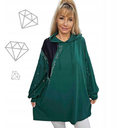 ELEGANCKA BLUZKA BLINK cyrkonie kaptur BAWEŁNA bluza tunika