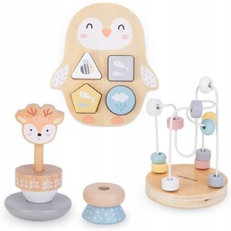 Zabawki Edukacyjne z Drewna Kolorowa Przeplatanka Piramidka Sorter