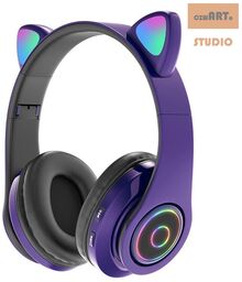 SŁUCHAWKI BLUETOOTH B39 KOCIE USZY PURPLE / FIOLETOWY