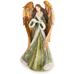 Figurka dekoracyjna anioł aniołek zielono złoty elegancki 52,5cm