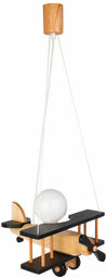 Lumes Czarna lampa wisząca dziecięca samolot - S199-Frela