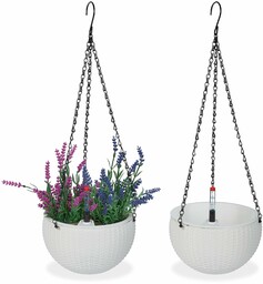 Relaxdays Wiszący kwietnik ze zbiornikiem wody, 2 sztuki,