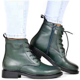 Damskie Trzewiki Skórzane Botki Sergio Leone 25172 Zielone