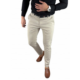 Spodnie wizytowe slim chino gładkie beżowe DJ013 -
